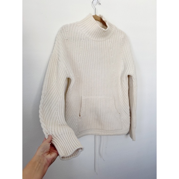 J.Crew Front Pocket Wool Turtleneck Sweater Ivory Cream XS - Picture 5 of 8